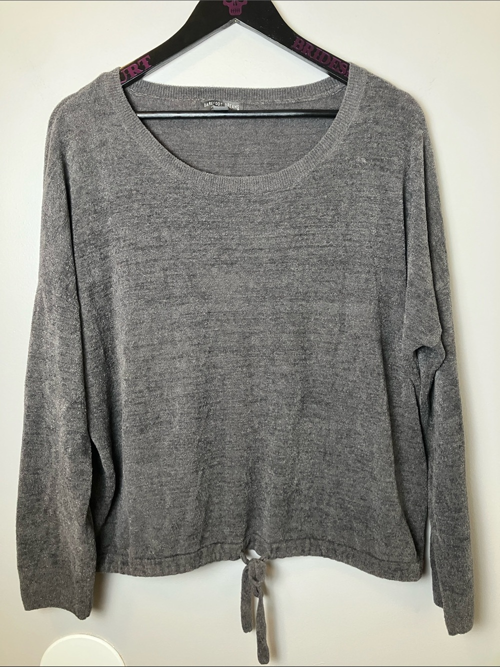 Barefoot Dreams Cozychic‎ Ultra Light Gray Tie-Hem Sweater Size Medium